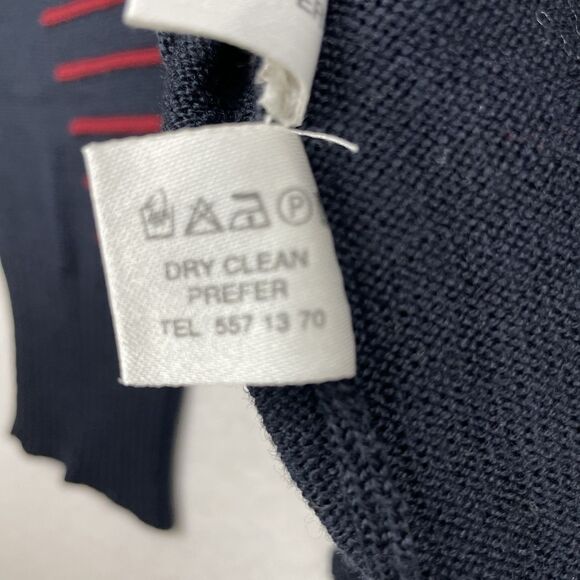 Cag Triko Men’s Wool Mock Neck Sweater Navy Red Striped Business Preppy-M - Picture 10 of 11